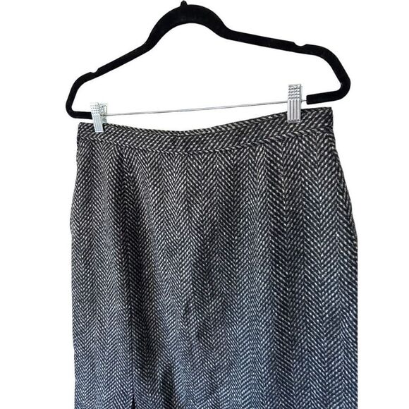 St. Michael Brown Black 100% Wool Pleated Midi Skirt Size 14/16 XL - Picture 7 of 16